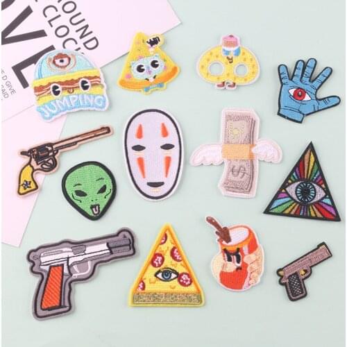 New Arrival Mix Style Grimace Toy Pistol Gun Patch Embroidered Clothes Apparel Garment Diy Iron on Sticker Stripe