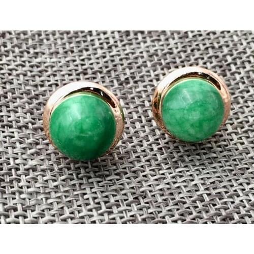 New Natural 10mm yellow jade Gold plating Earrings