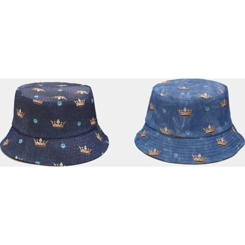New Crown Fisherman Hat Mens Bucket Hat Women Trend Double-sided Sunbonnet Outdoor Joker Sun Protection Hat Unisex Panama Cap