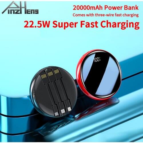 PINZHENG 20000mAh Power Bank For iPhone Xiaomi Power Bank Portable Charger Battery Digital Display USB Mini Powerbank For Phone