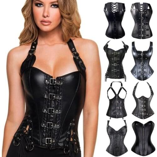 S-2XL Steel Boned Underbust Corsets and Bustiers Shapewear Waist Trainer Corselet Sexy Womens Gothic Steampunk Waist Shaper