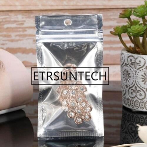 1000pcs Silver Clear Zipper Plastic Retail Package Bag For Earphone Phone Case Mobile Cover Seal Zipper Packaging Bag