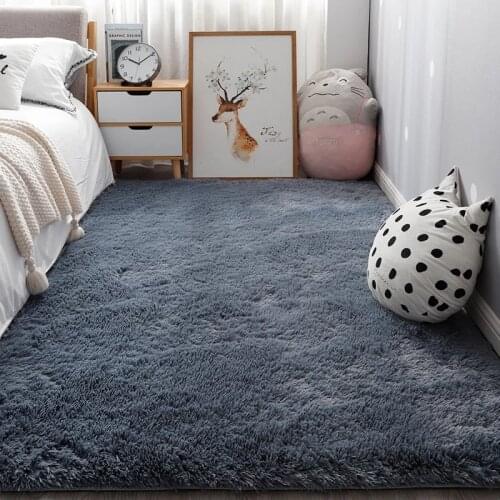 Grey Carpet Tie Dyeing Plush Soft Carpets For Living Room Bedroom Anti-slip Floor Mats Bedroom Water Absorption Carpet Rugs