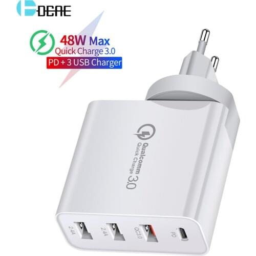 Type C PD Charger 36W Dual USB Quick Charge 3.0 Fast Charging For iPhone 12 11 XS XR Samsung Xiaomi QC 3.0 Mobile Phone Adapter