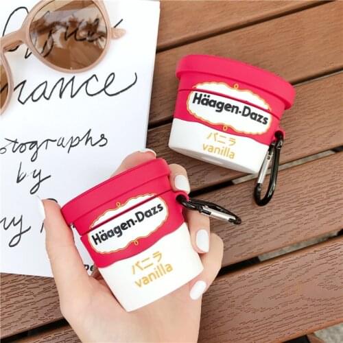 3D Funny Ice Cream Cup Solid Silicone Protection Headphone Cover For Apple Airpods 1 2 Pro Protection Earphone Cases Accessories