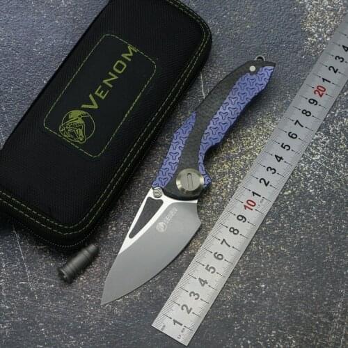 VENOM ARMOR Flipper Folding Knife M390 Blade Titanium CF Outdoor Camping Hunting Fishing Pocket kitchen Fruit Survival EDC Tools