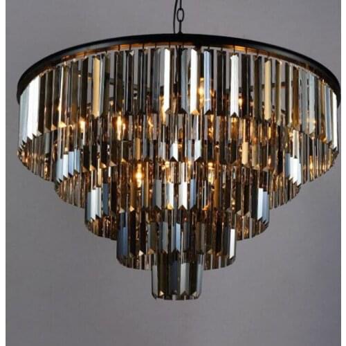 Modern Crystal Chandelier Elegant K9 crystal Smoky Gray Crystal Suspension Lamparas for Cafe Restaurant Hotel