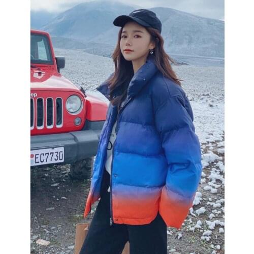 Han edition loose brief paragraph bread served cotton-padded clothes down cotton-padded jacket female ins port wind gradients co