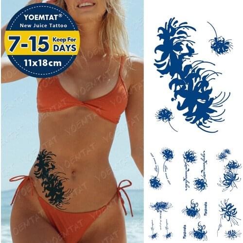 Juice Lasting Waterproof Temporary Tattoo Stickers Mandala Rose Flower Flash Tattoos Female Waist Totem Ink Body Art Fake Tatto