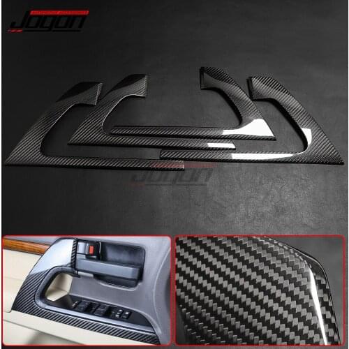 For Toyota Land Cruiser LC200 FJ200 2016-2020 Interior Side Door Handle Trim Armrest Molding Decoration Trim Real Carbon Fiber