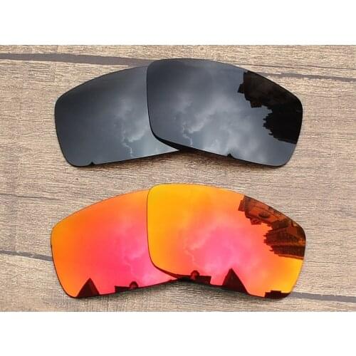 Vonxyz 2 Pairs Stealth Black & Ruby Mirror Polycarbonate Replacement Lenses for-Oakley Canteen 2006 Frame