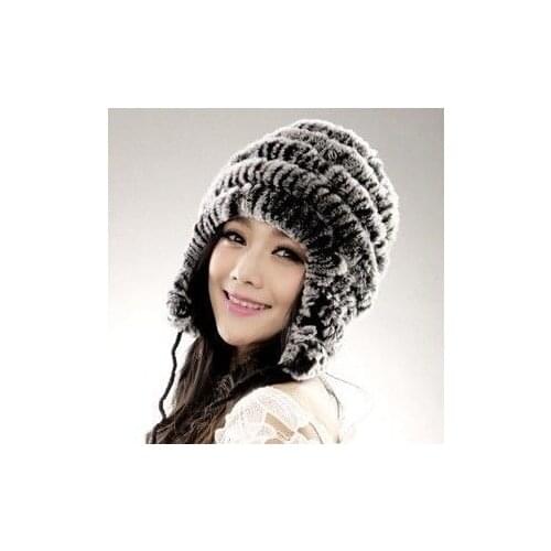 Women Genuine Rex Rabbit Fur Hat Knitted Rabbit Fur Cap Real Rabbit Fur Headwear Winter warm Hat Free Shipping J13