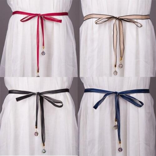 Women Thin Canvas Belt Simple Pearl Waist Rope Ladies Waistband Decoration BLTHG0357