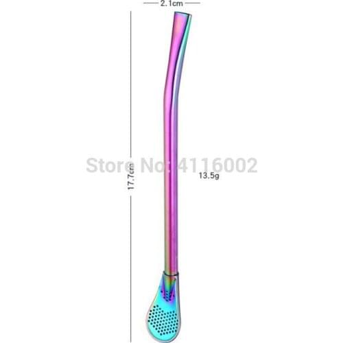 100pcs Stainless Steel Rainbow Drinking Straw Filter Handmade Yerba Mate Tea Bombilla Gourd Washable Tea Tools