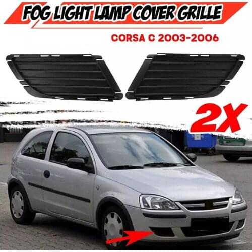 2Pcs Car Front Fog Light Grille Grill Lamp Cover Front Grille Grill Cover for Vauxhall Corsa C 2003-2006 1400726 1400727