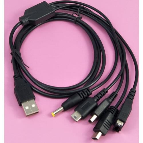 5 in1 USB Game Charger Charging Cable Cords for Nintendo NDSL/ for PSP / for WII U / For GBA SP Charging Leads Cable