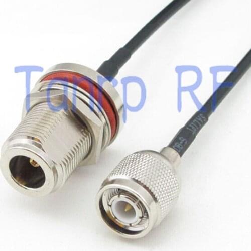 50CM Pigtail coaxial jumper cable RG174 extension cord 20in TNC male plug to N female with nut bulkhead RF connector adapter