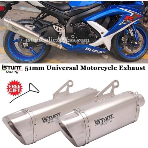 51mm Universal Motorcycle Exhaust Muffler Modified escape moto Stainless Steel Pipe For MT10 ZX6R R1 CBR1000R R6 GSXR 600 750