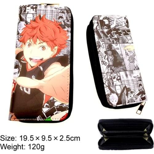 Anime Haikyuu!! Pu Cartoon Wallet Casual Credit ID Card Holders Zipper Leather Layers Purse Boys Girls Students Coin Handbag