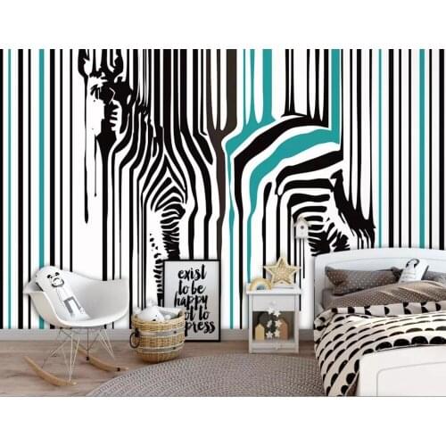 Bacal Modern simple zebra paint cartoon children room living room bedroom background wall painting 3D wallpaper mural home decor
