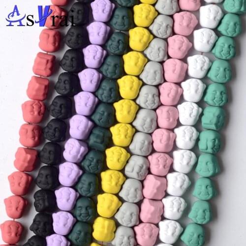 8mm Natural Stone Buddha Head Rubber Hematite Beads For Jewelry Making Loose Spacer Beads DIY Bracelet Accessories Charms 15inch