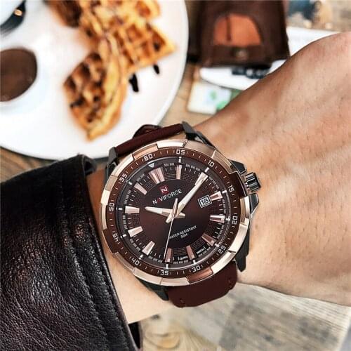 NAVIFORCE Fashion Watch Military Sport Waterproof Quartz Man Watches Leather Strap Luminous Calander Man Clock Relogio Masculino