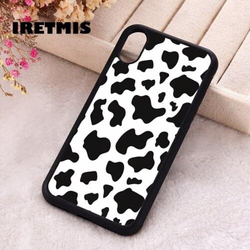 Iretmis 5 5S SE 2020 Phone Cover Case for iPhone 6 6S 7 8 Plus X Xs XR 11 12 Mini Pro Max Silicone TPU Cow Print
