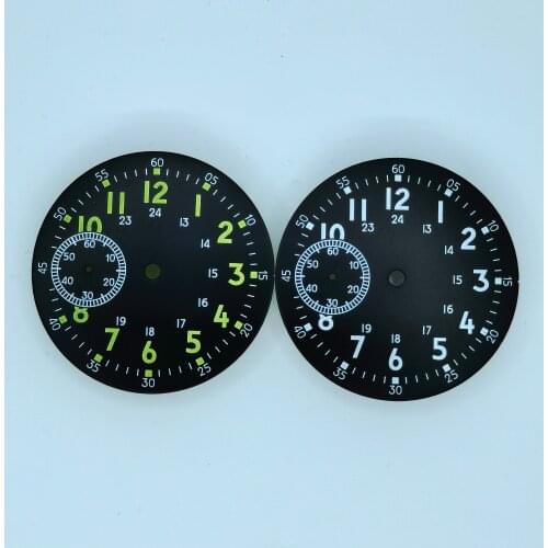 38.5MM Dial Green Luminous Fit Sesgulll ST36 ETA 6497 Manual Mechanical Movement