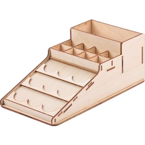Wood Artist Supply Paint Rack Stand Pigment Ink Bottle with Large Volumetric Bot