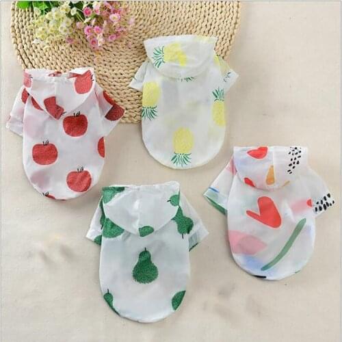 Dog Raincoat Sun-proof Clothing Summer Sun Protection Hoodie Small Dog Clothes Print Poncho For Small Medium Pets Puppy Cat