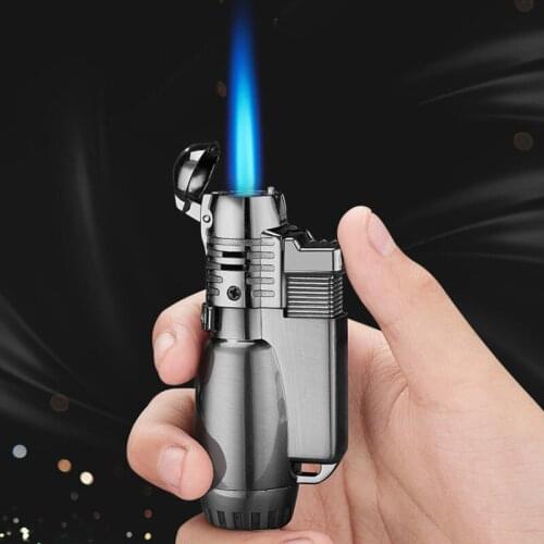 Creative Gas Inflatable Windproof Straight Jet Torch Fire Lighter Safe Lockable Fire High Temperature Metal Outdoor Smoking Set