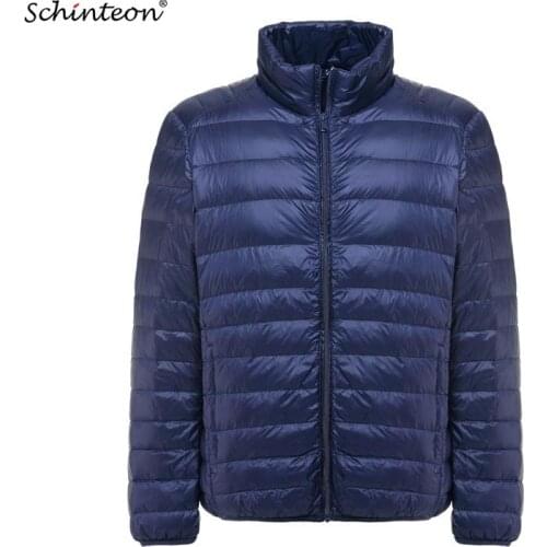 Schinteon Men White Duck Down Jacket Ultra Light Thin Jackets Stand Collar Outerwear New Arrival Autumn M-6XL