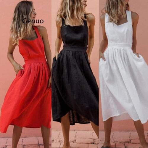 Summer Boho Women Backless Long Dress Straps Sleeveless Slim Bandage Maxi Dresses Evening Party Beach Sundress Red