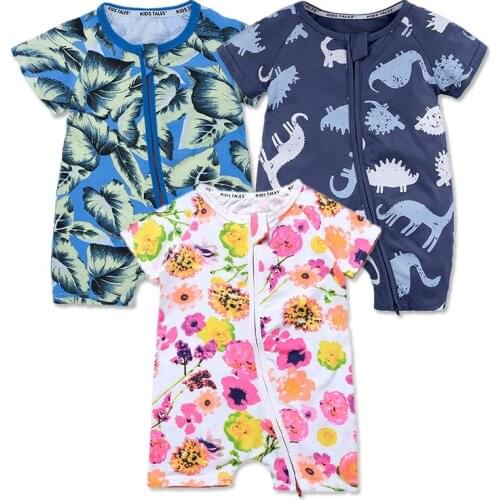 Summer Baby Rompers Zipper Newborn Girls Clothes Toddler Boys Clothing Set Infant Cotton Short Romper Roupas Bebes Baby Jumpsuit