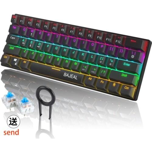61 Key Mechanical Keyboard Wired LED Backlit Axis Gaming Mechanical Keyboard For Desktop Type-C Game E-sports Office General