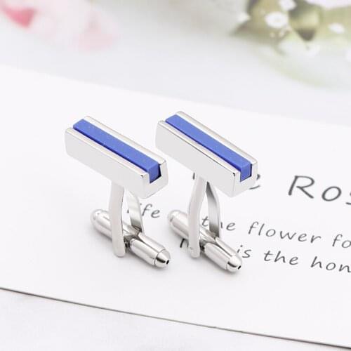 Zhijia fashion simple black/blue rectangle mens business style cufflinks suit jewelry accessories new arrival