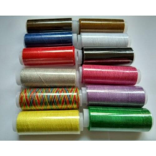 12 Spools Multicolor Polyester Sewing Threads Spools Cones Set For Sewing Supplies Hand Machines DIY