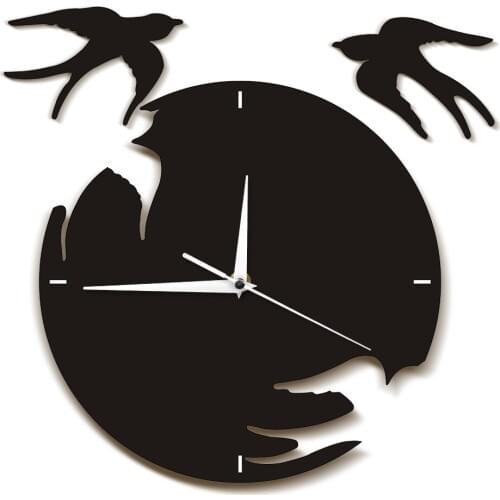 Swallows Wall Clock Birds Flew Away Modern Wall Art Flying Birds Artwork Natural Home Decor Hanging Wall Watch Swallows Gift
