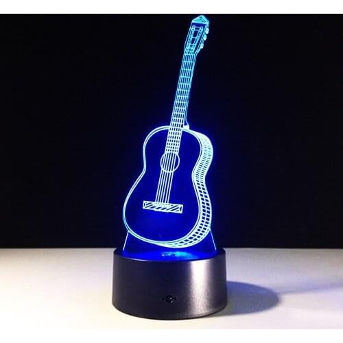 New 3D Novelty Acrylic Guitar LED Lights Touch Switch Small Night Light USB Lamp Home Decoration Christmas Gift