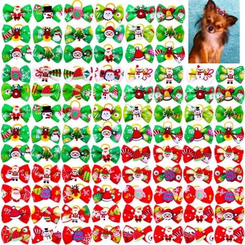 New Pet Grooming Supplies Christmas Puppy Cat Birthday Hair Bows Rubber Bands Dog Hair Accessories Random Color