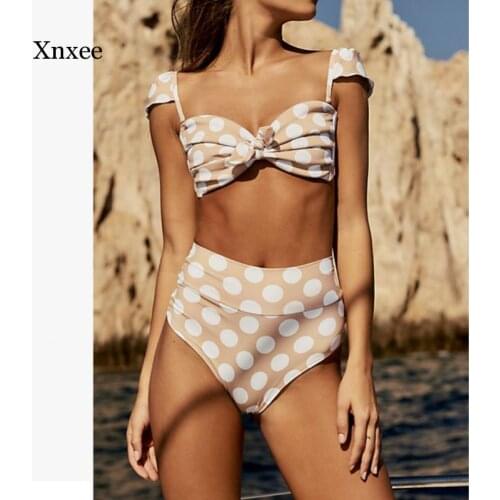 Retro Sexy Swimsuit Bathing Suit for Women Polka Dot Swimming Suit Floral Print Swimwear High Waist Push Up Bikini Set