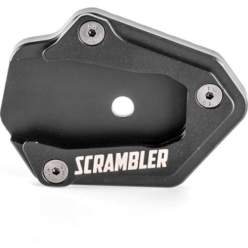 Motorcycle CNC Kickstand Side Stand Enlarge Kickstand Extension Plate Pad Plate Cover Enlargement For Ducati Scrambler With Logo