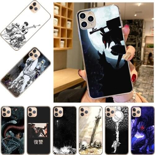 Berserk Guts Anime Transparent Soft TPU Silicone Phone Case For iPhone XR 12 11 Pro Max X XS Max 7 8 6 6S Plus 5S SE2020 Cover