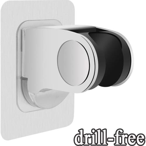 Adjustable Chrome Polished Self-adhesive Handheld Suction Up Drill-free Shower head Holder Showerhead rack Fits 1/2 shower hose