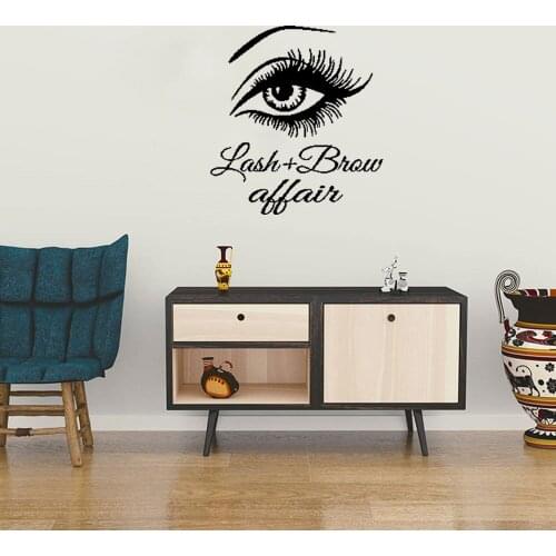 Lash & Brows Eyes Quote Wall Stickers Vinyl Eyelashes Wall Decals For Girls Bedroom Eyebrows Store Beauty Salon Decor DW20401