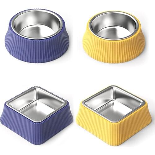 Roman Column Pet Puppy Water Bowl Dish Anti Overturning Detachable Stainless Steel Food Bowl Cats Dogs Feeder Accessories