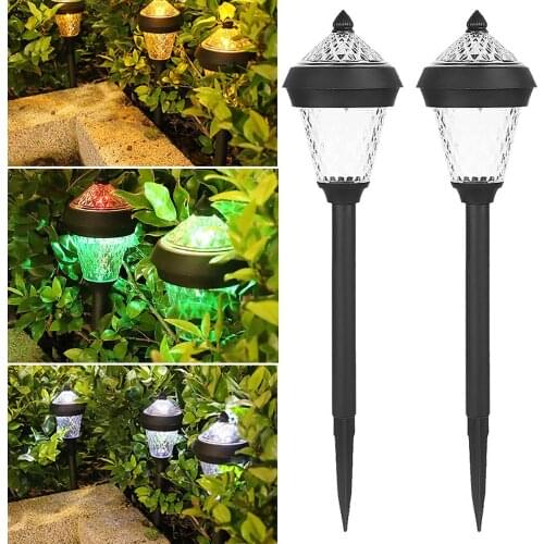 2X 2LED Solar Powered Garden Gem Light 600mAh Walkway Stair Step Night Lamp DIY Stake Lawn Lamp IP65 Vila Courtyard Decors