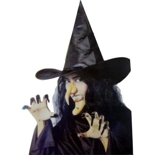5pcs Black Witch Sorceress Hat Dentures Nails Nose Chin Hallowen Fancy Party Costume Accessory Prop Supplies Children Gift