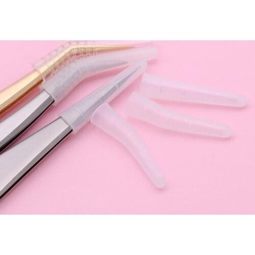 10pcs Grafting Eyelashes Tips Covers Tweezers Silicone Cases Falling Bad Tweezers Sets Eyelashes Auxiliary Tools