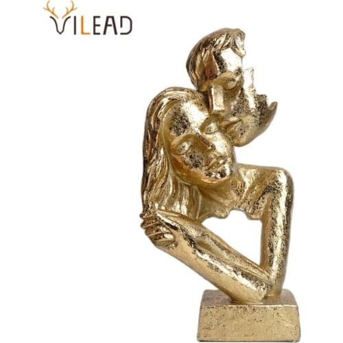 VILEAD Vintage Couples Statue Valentines Day Gifts Resin Figurines Home Living Room Interior Decoration Bedroom Desk Sculpture